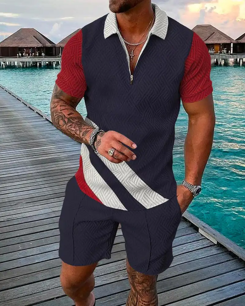 2022 Summer New Men's High Quality Sportswear Casual Short Sleeve Zipper Polo Shirt + Shorts Set Men Streetwear 2 Piece Set
2022 Summer New Men's High Quality Sportswear Casual Short Sleeve Zipper Polo Shirt + Shorts Set Men Streetwear 2 Piece Set