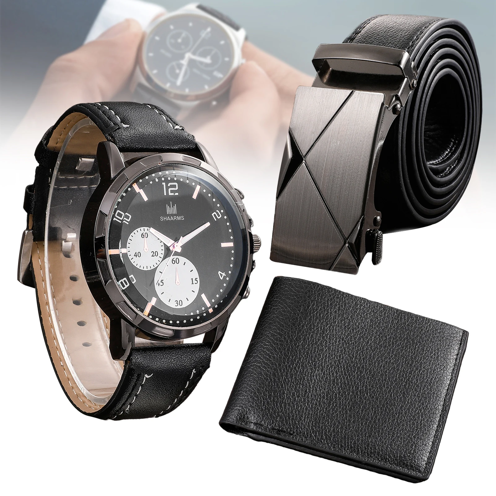 Men's Watch+Wallet+Belt Set Male's Gift for Father's Day Birthday Gift 3pcs/set Casual Quartz Watch for Dad Boyfriend S55
Men's Watch+Wallet+Belt Set Male's Gift for Father's Day Birthday Gift 3pcs/set Casual Quartz Watch for Dad Boyfriend S55
