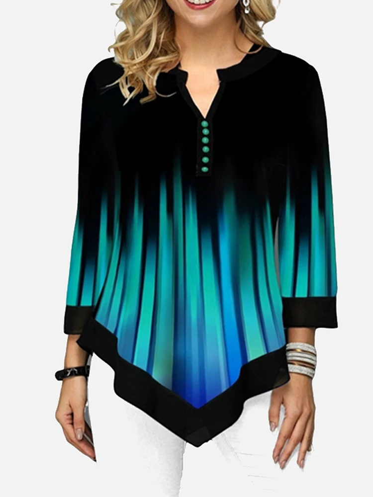 Женская Асимметричная футболка с принтом, повседневный Свободный пуловер большого размера с рукавами, весна-лето 3/4
Женская Асимметричная футболка с принтом, повседневный Свободный пуловер большого размера с рукавами, весна-лето 3/4