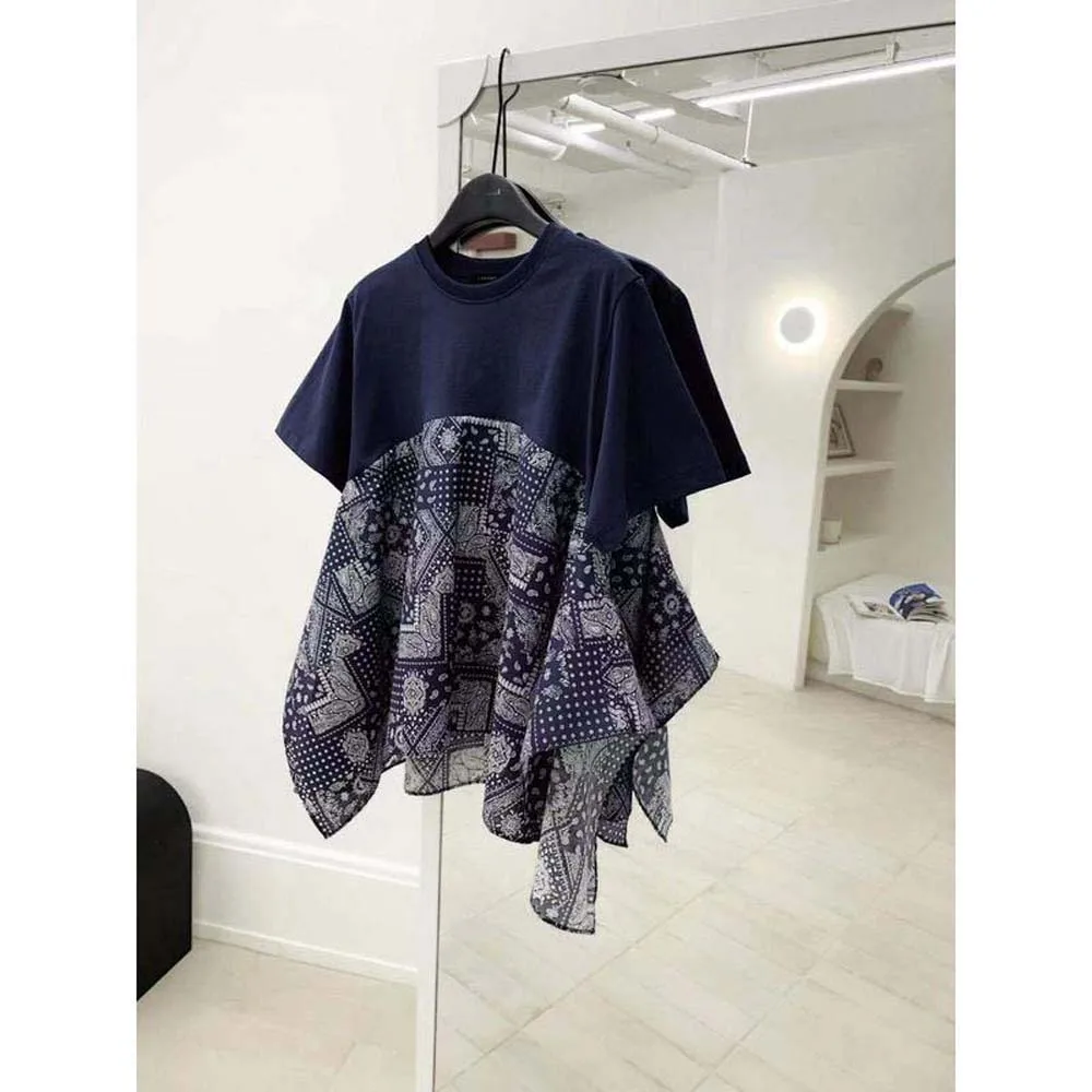 Korean Fashion Summer Women T-Shirt Short Sleeve Patchwork Printed Round Neck Pullover Slim Fashion Casual Tops For Ladies 2022
Korean Fashion Summer Women T-Shirt Short Sleeve Patchwork Printed Round Neck Pullover Slim Fashion Casual Tops For Ladies 2022