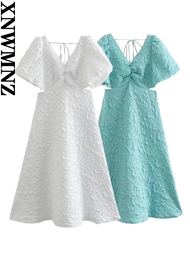 XNWMNZ 2022 Women Fashion Texture Hollow V-Neck Dress Retro Puff Sleeve Lace Up Female Chic Dress
XNWMNZ 2022 Women Fashion Texture Hollow V-Neck Dress Retro Puff Sleeve Lace Up Female Chic Dress