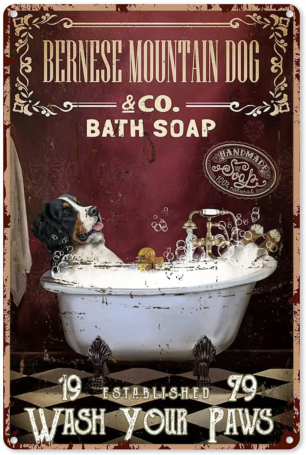 Bathroom Decor Wall Red Supine Bath Soap Bernese Mountain Dog Wash Your Paws Metal Sign Decor Tin Sign Wall Decor
Bathroom Decor Wall Red Supine Bath Soap Bernese Mountain Dog Wash Your Paws Metal Sign Decor Tin Sign Wall Decor