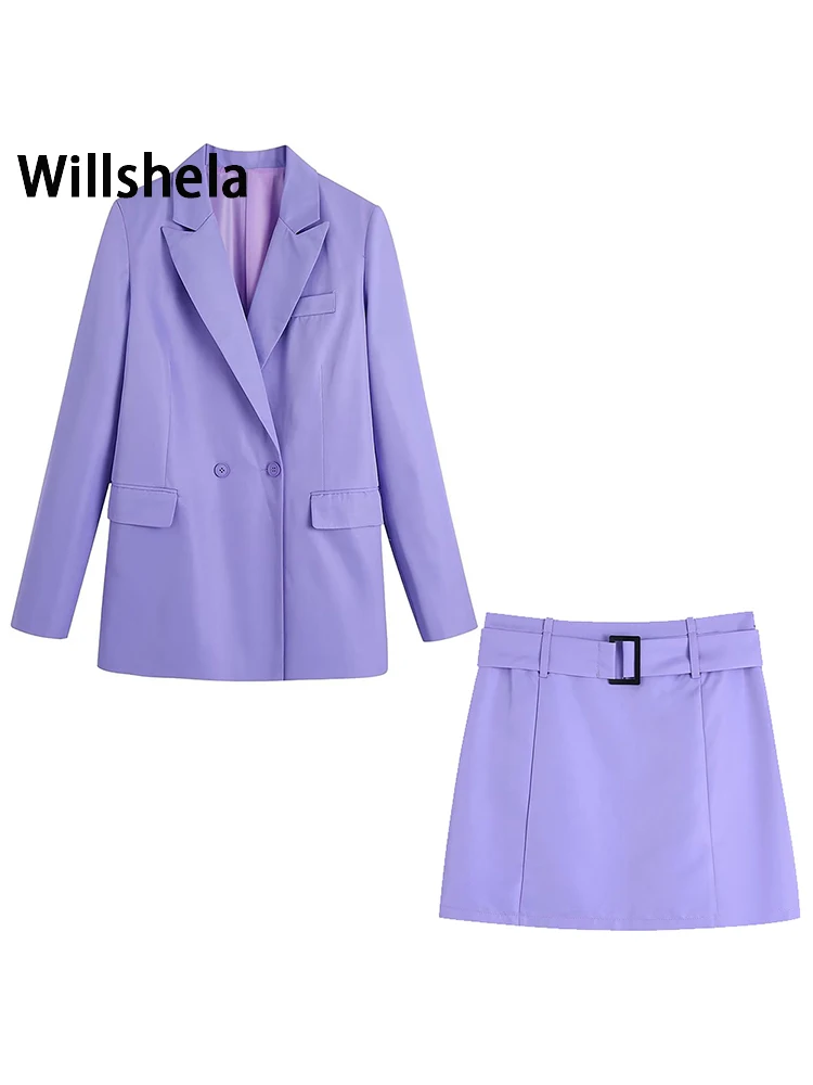 Willshela Women Fashion 2 Piece Set Suits Solid Double Breasted Blazer & Vintage With Belt Skirts Female Chic Lady Blazer Suits
Willshela Women Fashion 2 Piece Set Suits Solid Double Breasted Blazer & Vintage With Belt Skirts Female Chic Lady Blazer Suits