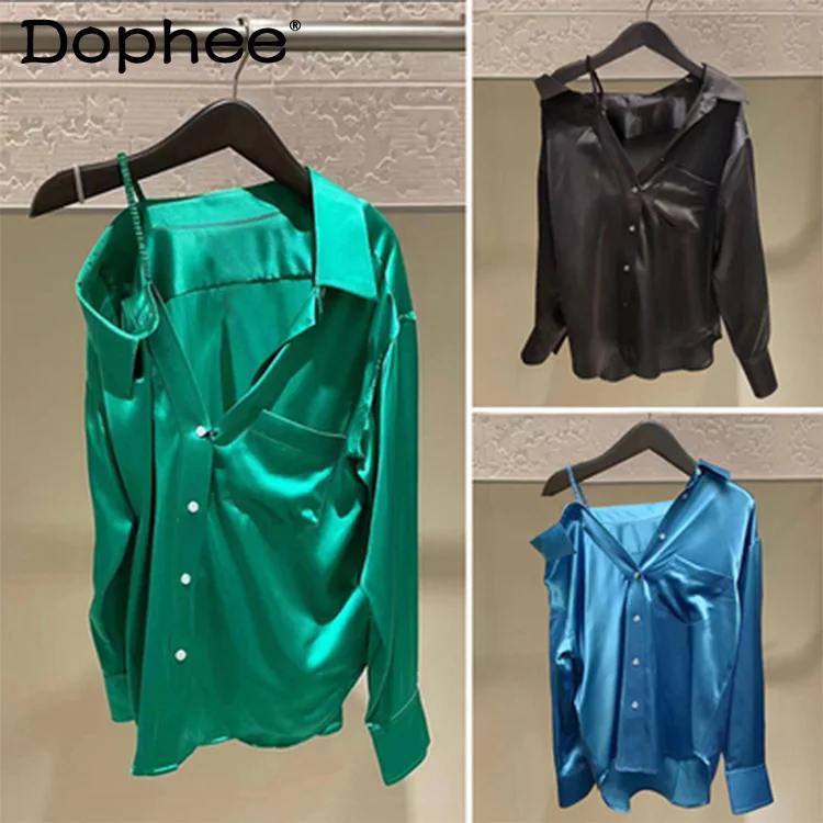 2022 Spring New Irregular Off-Shoulder Solid Shirt Top Women Loose Casual Single Breasted Sexy Strapless Long Sleeve Blouse Lady
2022 Spring New Irregular Off-Shoulder Solid Shirt Top Women Loose Casual Single Breasted Sexy Strapless Long Sleeve Blouse Lady