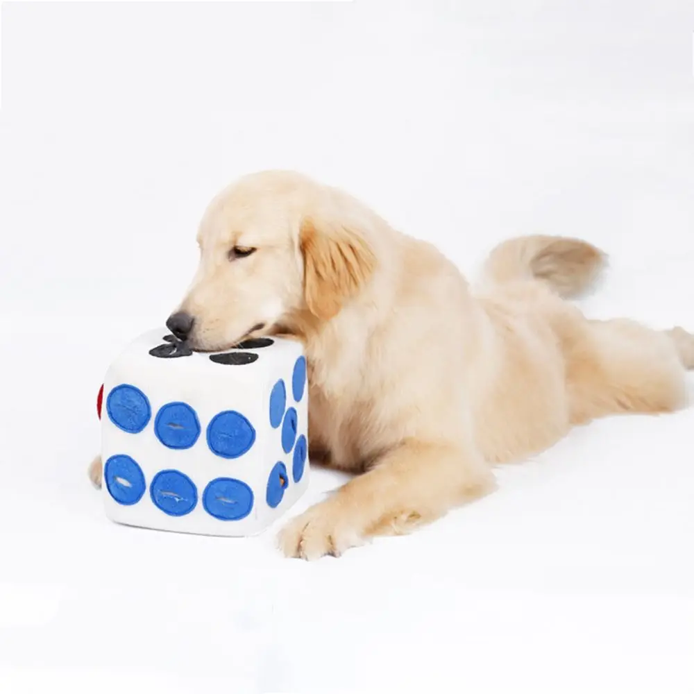 

Dice Shape Pet Dice Leakage Food Toy Fleece Interactive Dog Chew Toy Bite Resistant Soft Puppy Plush Sniffing Toy