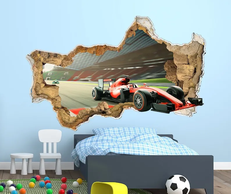 Large Racing Car Wall Decal Baby Boy Room Decor Formula 1 Nursery Vinyl Sticker Kids Hole in the Wall Decal 3D Effect Sport Car
Large Racing Car Wall Decal Baby Boy Room Decor Formula 1 Nursery Vinyl Sticker Kids Hole in the Wall Decal 3D Effect Sport Car