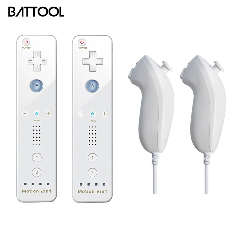 

2PCS Remote Controller with Nunchuck Controller for Wii Console Wireless Gamepad with Motion Plus for Nintendo Wii Games Control