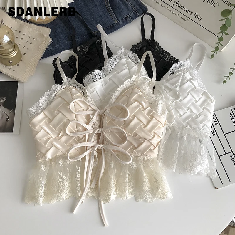 Bowknot Cross Lace Stitching Short Camisole Women's Summer 2022 Sleeveless Clothing Korean Style Vest Slimming Crop Top
Bowknot Cross Lace Stitching Short Camisole Women's Summer 2022 Sleeveless Clothing Korean Style Vest Slimming Crop Top