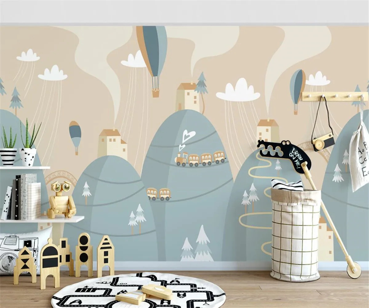 Custom 3D Mural Wallpaper Modern cartoon hot air balloon mountain train Kids Room Baby Room Bedroom Background Photo Wall Paper
Custom 3D Mural Wallpaper Modern cartoon hot air balloon mountain train Kids Room Baby Room Bedroom Background Photo Wall Paper