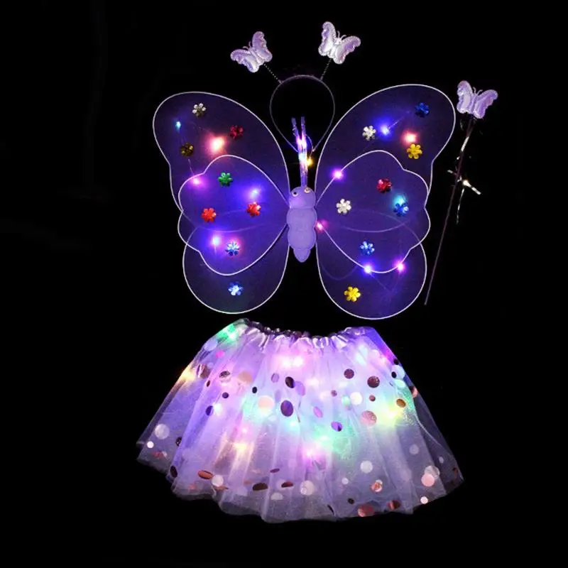 Children's Glowing Butterfly Wings Double Layer Lighted Wings Skirt Three-Piece Show Flash Toys Home Kids Party Birthday Party
Children's Glowing Butterfly Wings Double Layer Lighted Wings Skirt Three-Piece Show Flash Toys Home Kids Party Birthday Party