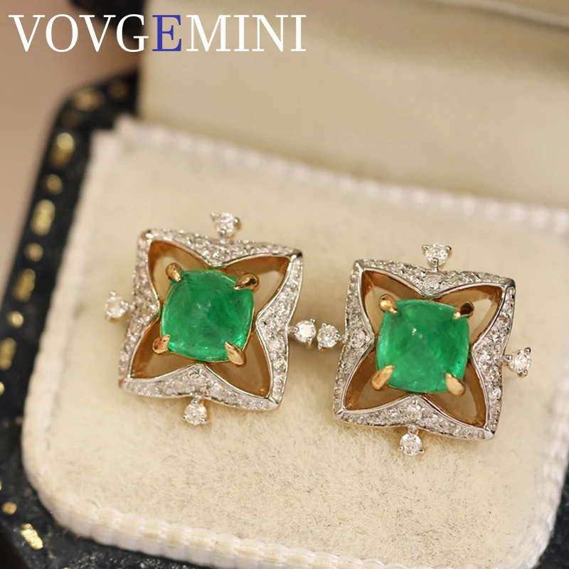 VOVGEMINI Natural Zambian Emerald Earrings 0.6ct 18k Yellow Gold With Real Side Diamond Stud Earring Luxury Fashion Jewelry
VOVGEMINI Natural Zambian Emerald Earrings 0.6ct 18k Yellow Gold With Real Side Diamond Stud Earring Luxury Fashion Jewelry