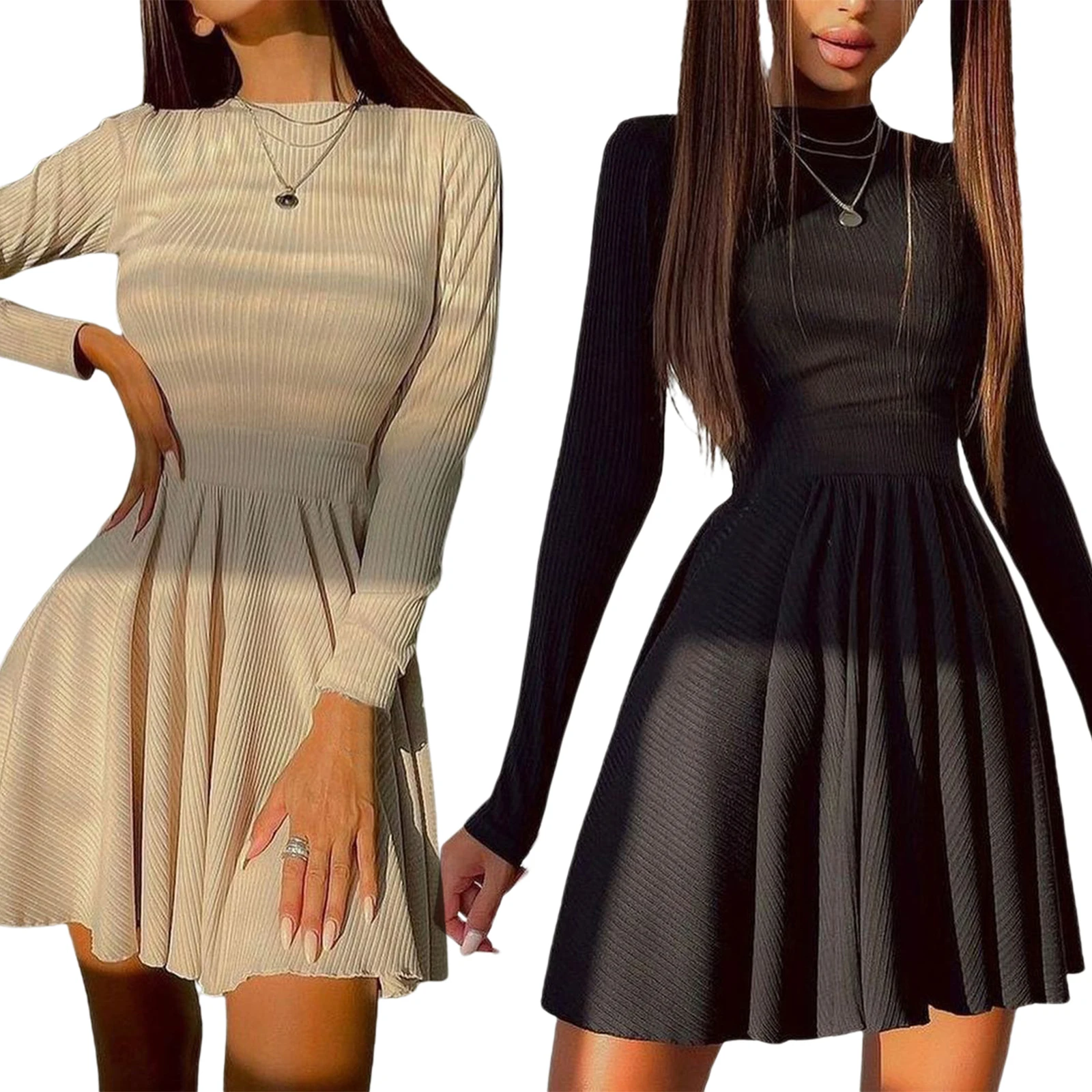 Women's A-Line Mini Dress Long Sleeve Crewneck Back Cutout Solid Color Short Dress
Women's A-Line Mini Dress Long Sleeve Crewneck Back Cutout Solid Color Short Dress