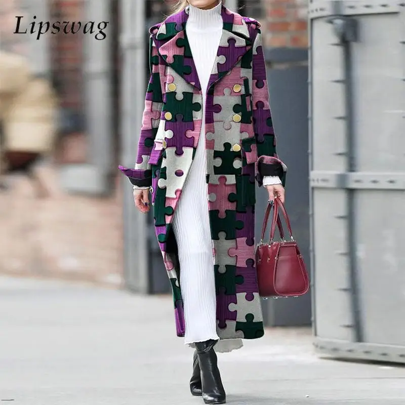 Autumn Women Puzzle Print Long Coat 2022 Fashion Lapel Long Sleeve Straight Overcoat Elegant Color Block Loose Vintage Wool Coat
Autumn Women Puzzle Print Long Coat 2022 Fashion Lapel Long Sleeve Straight Overcoat Elegant Color Block Loose Vintage Wool Coat