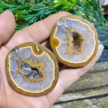Natural Pair Druzy Agate Specimen Stone Beauty Geode Healing Energy Aesthetic Crystal Reiki Home House Decoration Minerals