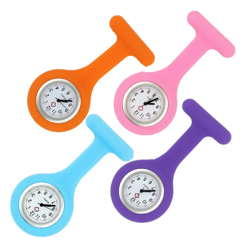 

New Solid Color Clip On Analog Digital Cute Silicone High Quality Nurse Watch Brooch Fob Pocket Tunic Quartz Movement Watch