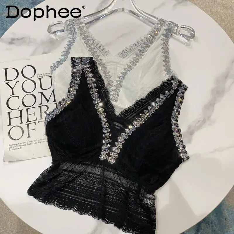 Women's Lace Sling 2022 Spring Summer New Rhinestone Diamond Sexy Short Tube Top Female Croped Tops Versatile Camisole Trendy
Women's Lace Sling 2022 Spring Summer New Rhinestone Diamond Sexy Short Tube Top Female Croped Tops Versatile Camisole Trendy