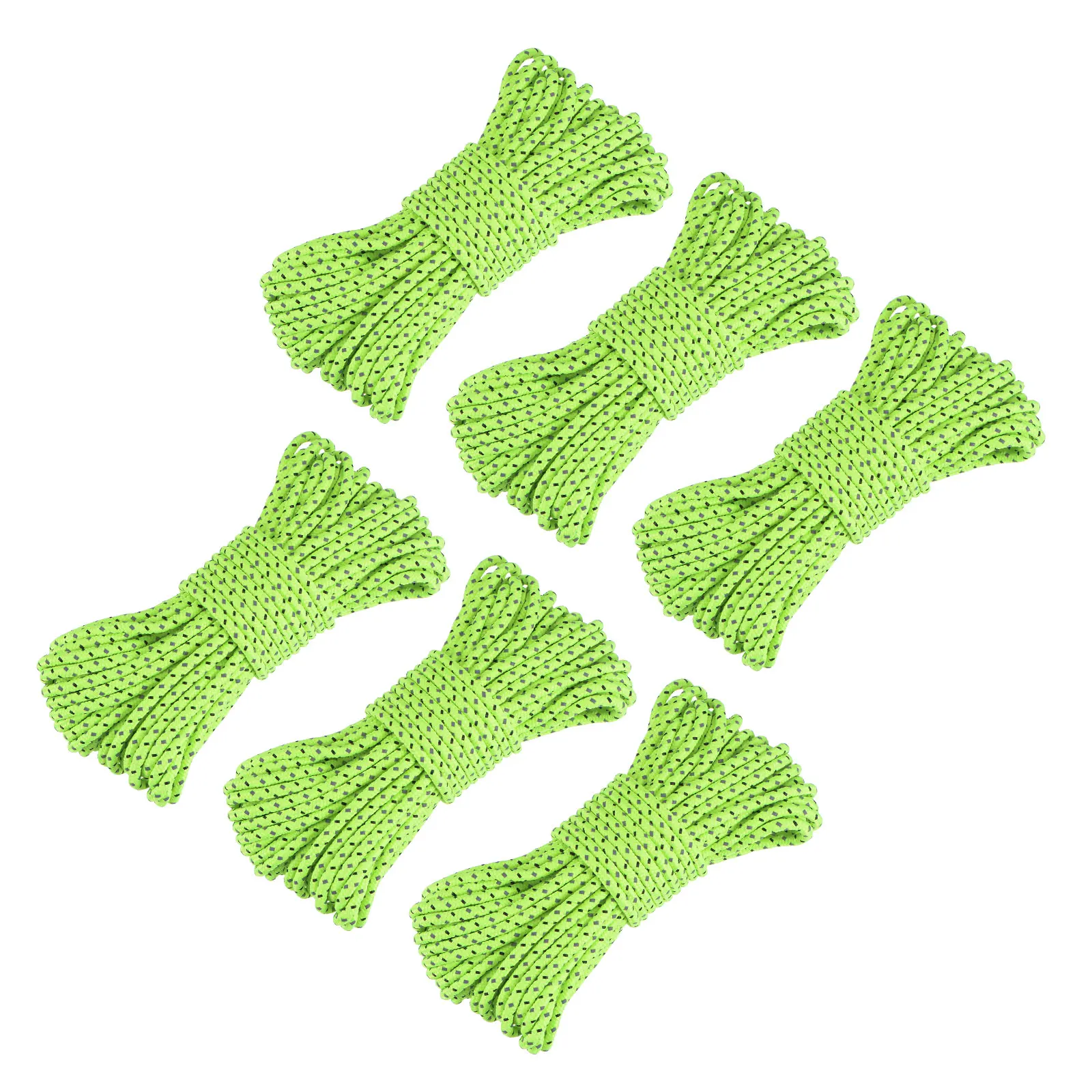 

Uxcell Tent Rope 2.5mm 32.81ft Polyester Cord Fluorescent Reflective Green for Outdoor Camping Canopy 6Pcs