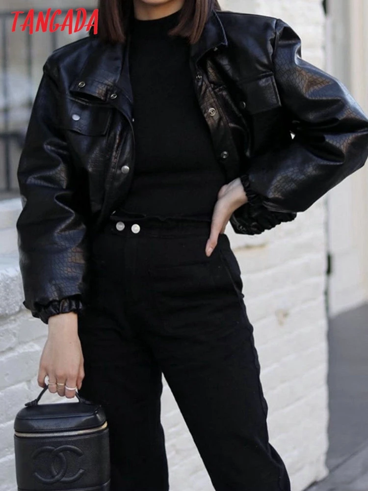 Tangada Women Black Faux Leather Oversized Warm Parkas Thick 2022 Winter Pockets Female Crop Coat Jacket SP07
Tangada Women Black Faux Leather Oversized Warm Parkas Thick 2022 Winter Pockets Female Crop Coat Jacket SP07