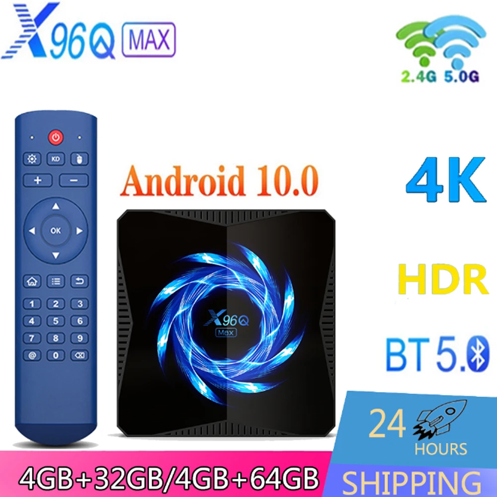 

X96Q MAX Smart Android TV Box Allwinner H616 Android10 2.4G&5G Dual WiFi LAN 1000M Bluetooth5.0 4K HDR Media Player X96QMAX