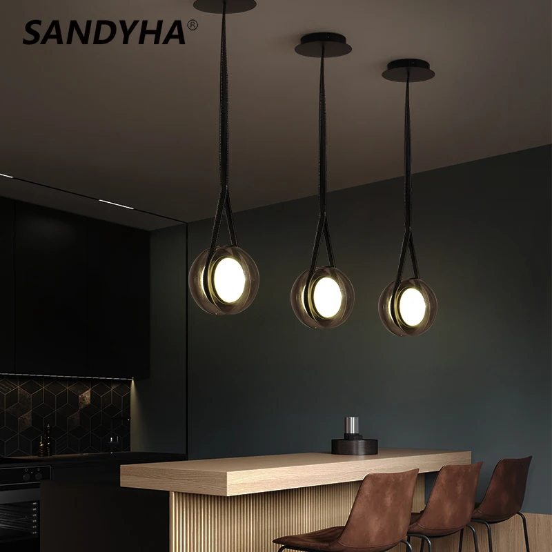 

Современные подвесные светильники в скандинавском стиле, светодиодные дымчато-серые стеклянные лампы для спальни, столовой, домашний декор, осветительные приборы для люстр, 2023