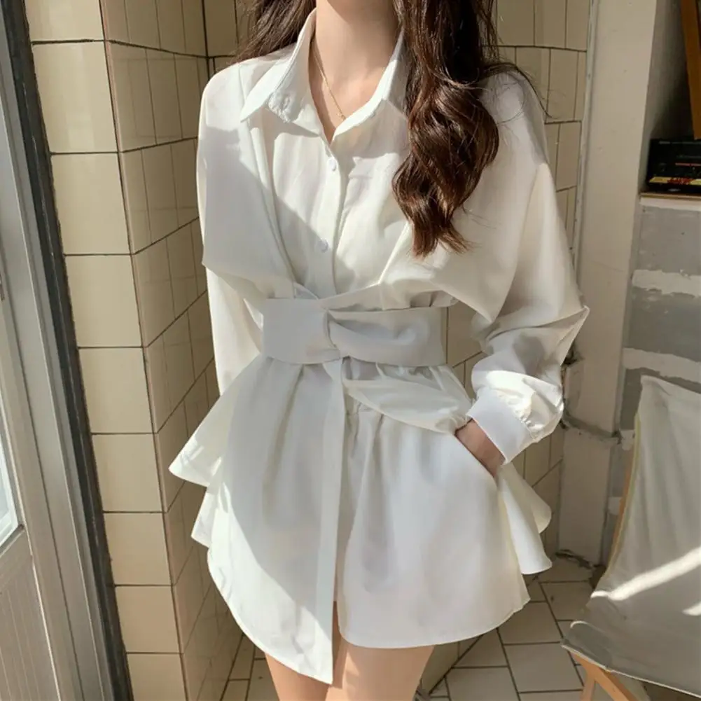 Женское платье-рубашка с отложным воротником, на пуговицах, с завязкой на талии, с длинными рукавами, летняя блузка с оборками, топ, повседневная одежда
Женское платье-рубашка с отложным воротником, на пуговицах, с завязкой на талии, с длинными рукавами, летняя блузка с оборками, топ, повседневная одежда