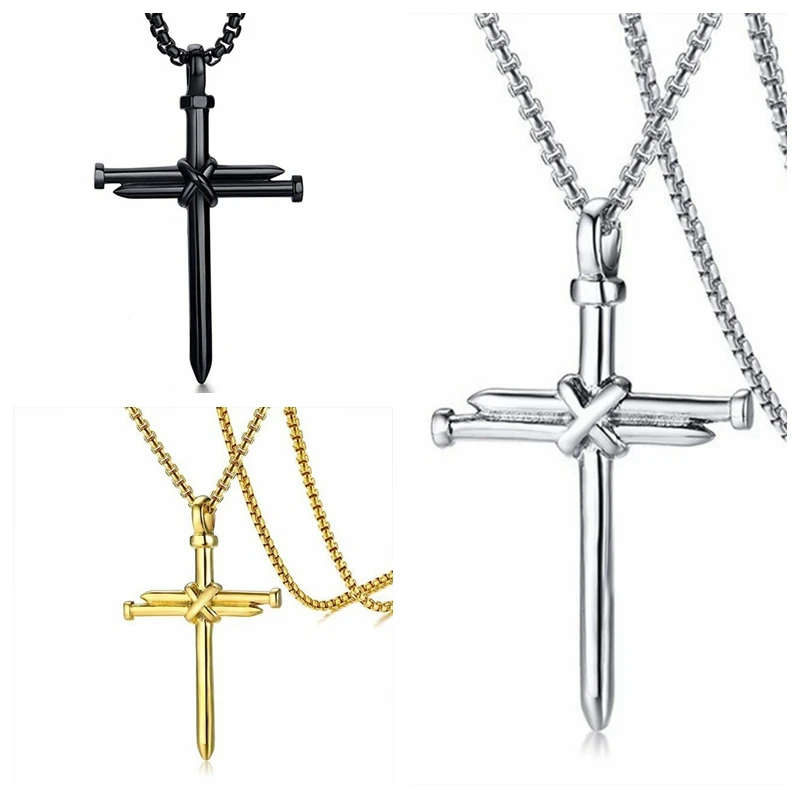 Stainless Steel Jewelry Cross Nail Necklace Gothic Punk Men's Simple Titanium Steel Pendant Necklace Wholesale
Stainless Steel Jewelry Cross Nail Necklace Gothic Punk Men's Simple Titanium Steel Pendant Necklace Wholesale