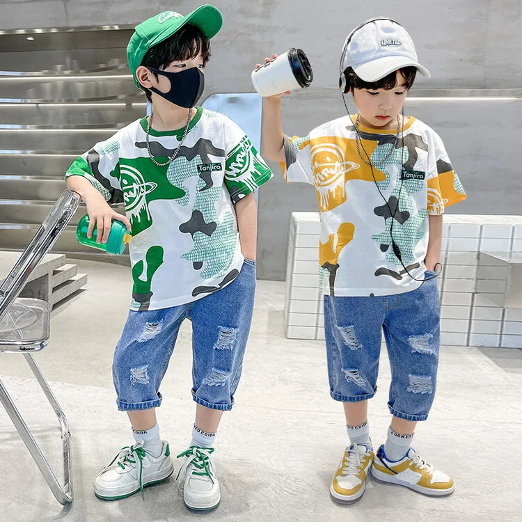 2 шт., футболка с принтом и шорты для мальчиков 2-10 лет 
2 шт., футболка с принтом и шорты для мальчиков 2-10 лет