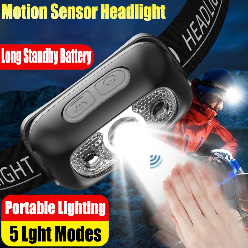 Motion Sensor Portable Lighting Headlamps Mini Rechargeable LED Headlight Camping Hiking Flashlight Head Light Torch Headlamp
Motion Sensor Portable Lighting Headlamps Mini Rechargeable LED Headlight Camping Hiking Flashlight Head Light Torch Headlamp
