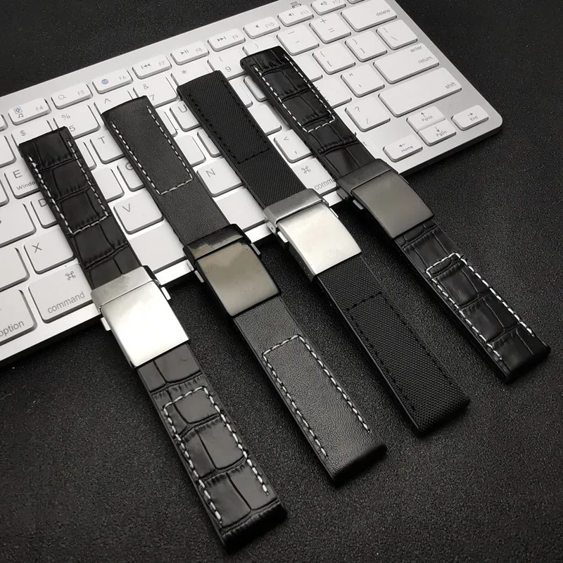 Brand 22mm Black Bracelet Leather+ Silicone Rubber Watch Band Stainless buckle For navitimer/avenger/Breitling strap tools
Brand 22mm Black Bracelet Leather+ Silicone Rubber Watch Band Stainless buckle For navitimer/avenger/Breitling strap tools