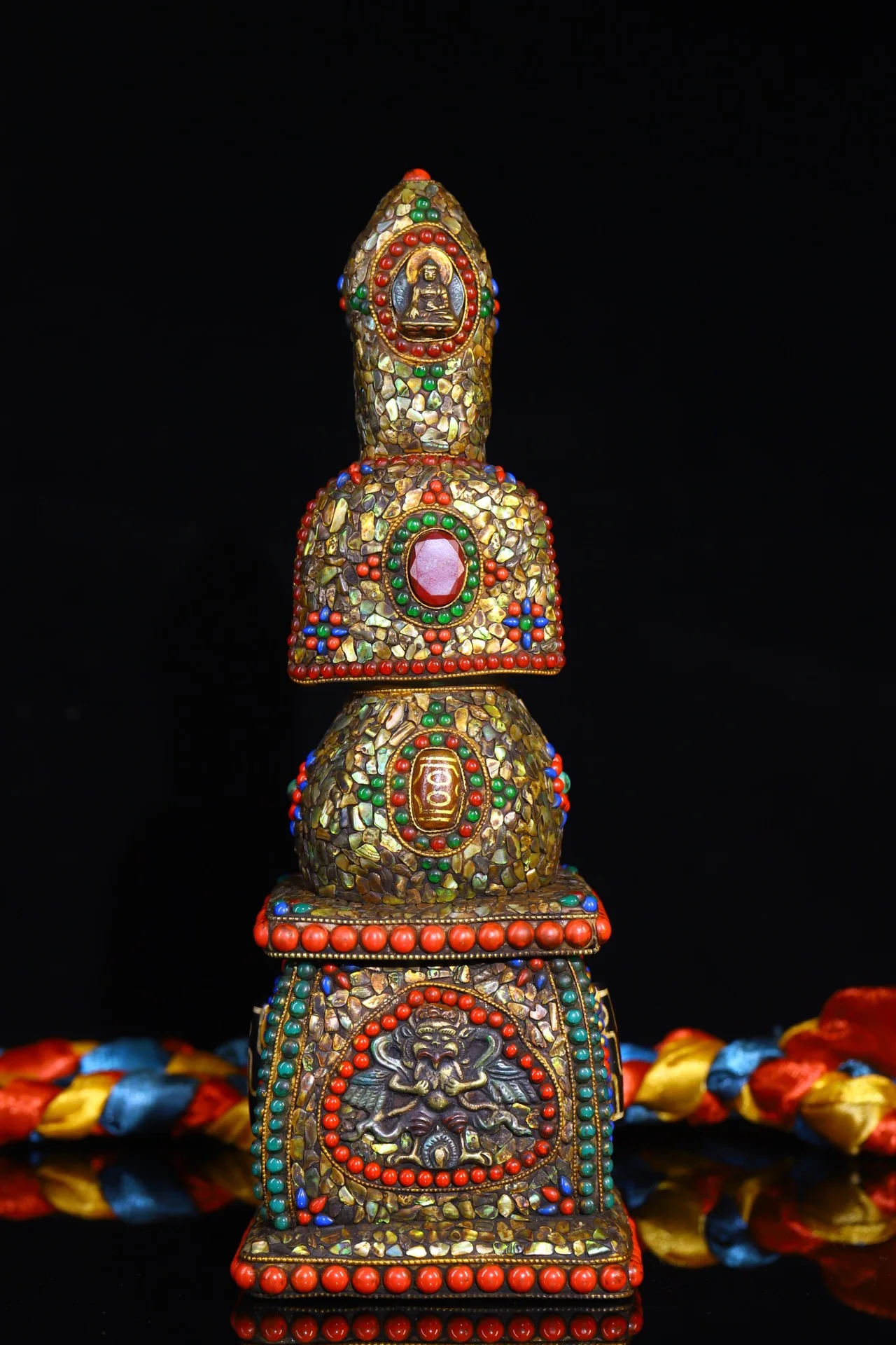 12"Tibetan Temple Collection Old Natural Meteorite Mosaic Gem gZi Beads shell Pagoda Buddha Garuda Dhwaja Stupa Worship Hall
12"Tibetan Temple Collection Old Natural Meteorite Mosaic Gem gZi Beads shell Pagoda Buddha Garuda Dhwaja Stupa Worship Hall