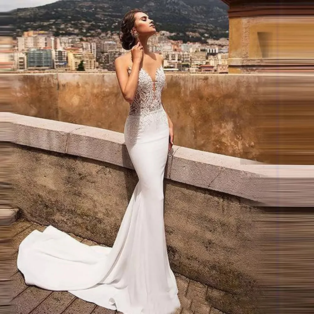 Sexy Strapless Wedding Dress Lace Appliques Open Back Court Train Robe De Mariée Mermaid Bridal Gown For Women Soft Satin
Sexy Strapless Wedding Dress Lace Appliques Open Back Court Train Robe De Mariée Mermaid Bridal Gown For Women Soft Satin