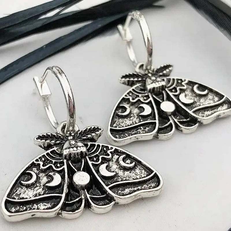 Goth Antique Silver Color Moth Moon Phase Celestial Drop Dangle Earrings For Women Wiccan Witch Charm Jewelry Accessories
Goth Antique Silver Color Moth Moon Phase Celestial Drop Dangle Earrings For Women Wiccan Witch Charm Jewelry Accessories
