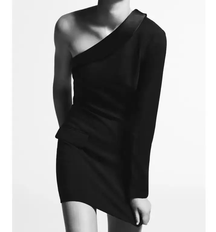 Solid Asymmetrical Blazer Mini Dresses Elegant Diagonal Collar Dresses Vintage Causal Female One Sleeve Party Skirts
Solid Asymmetrical Blazer Mini Dresses Elegant Diagonal Collar Dresses Vintage Causal Female One Sleeve Party Skirts