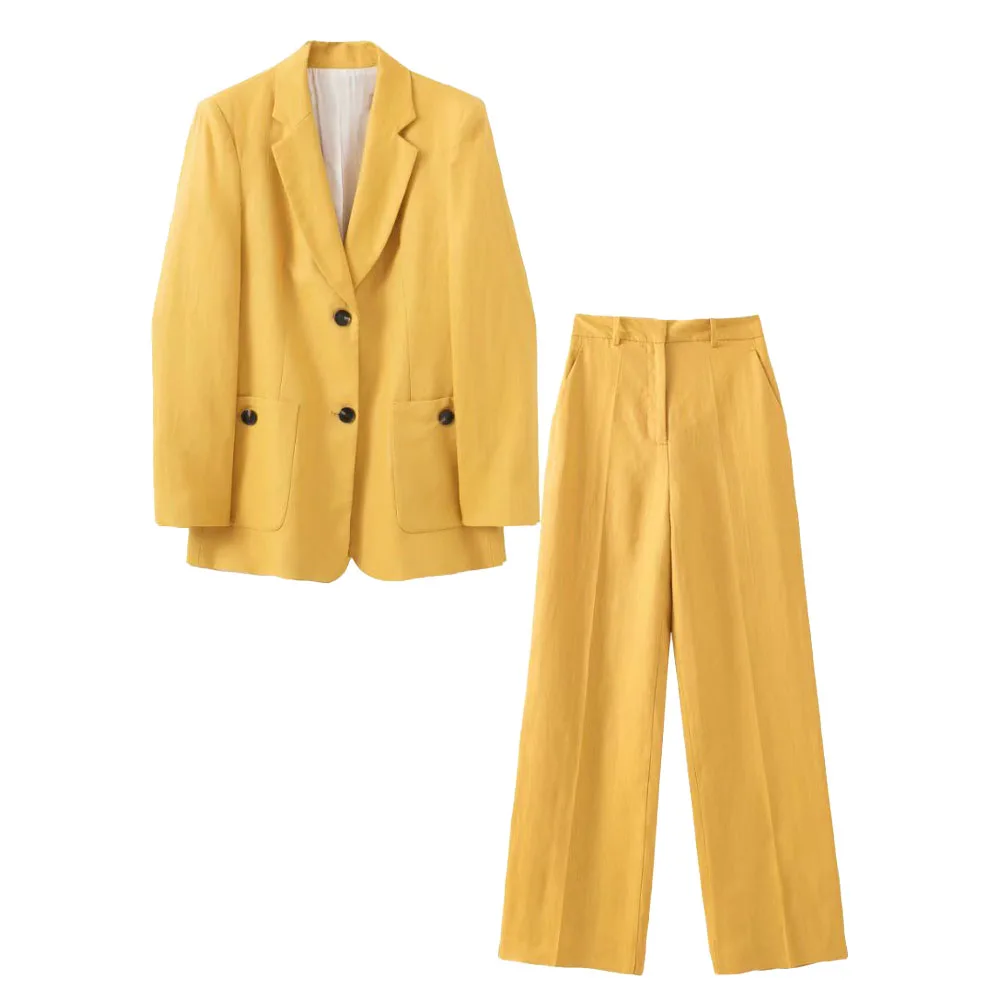 Women's 2022 Chic Fashion New Patch Pocket Decorative Linen Blazer Casual Vintage Female Jacket + High Waist Pants Set Mujer
Women's 2022 Chic Fashion New Patch Pocket Decorative Linen Blazer Casual Vintage Female Jacket + High Waist Pants Set Mujer