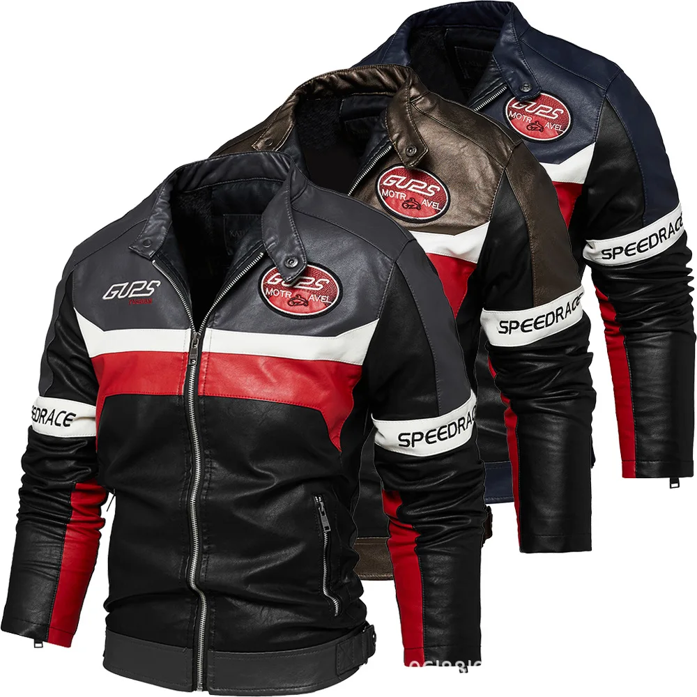 Men's new fashion motorcycle clothing stitching contrast color jacket to keep warm large size leather jacket
Men's new fashion motorcycle clothing stitching contrast color jacket to keep warm large size leather jacket