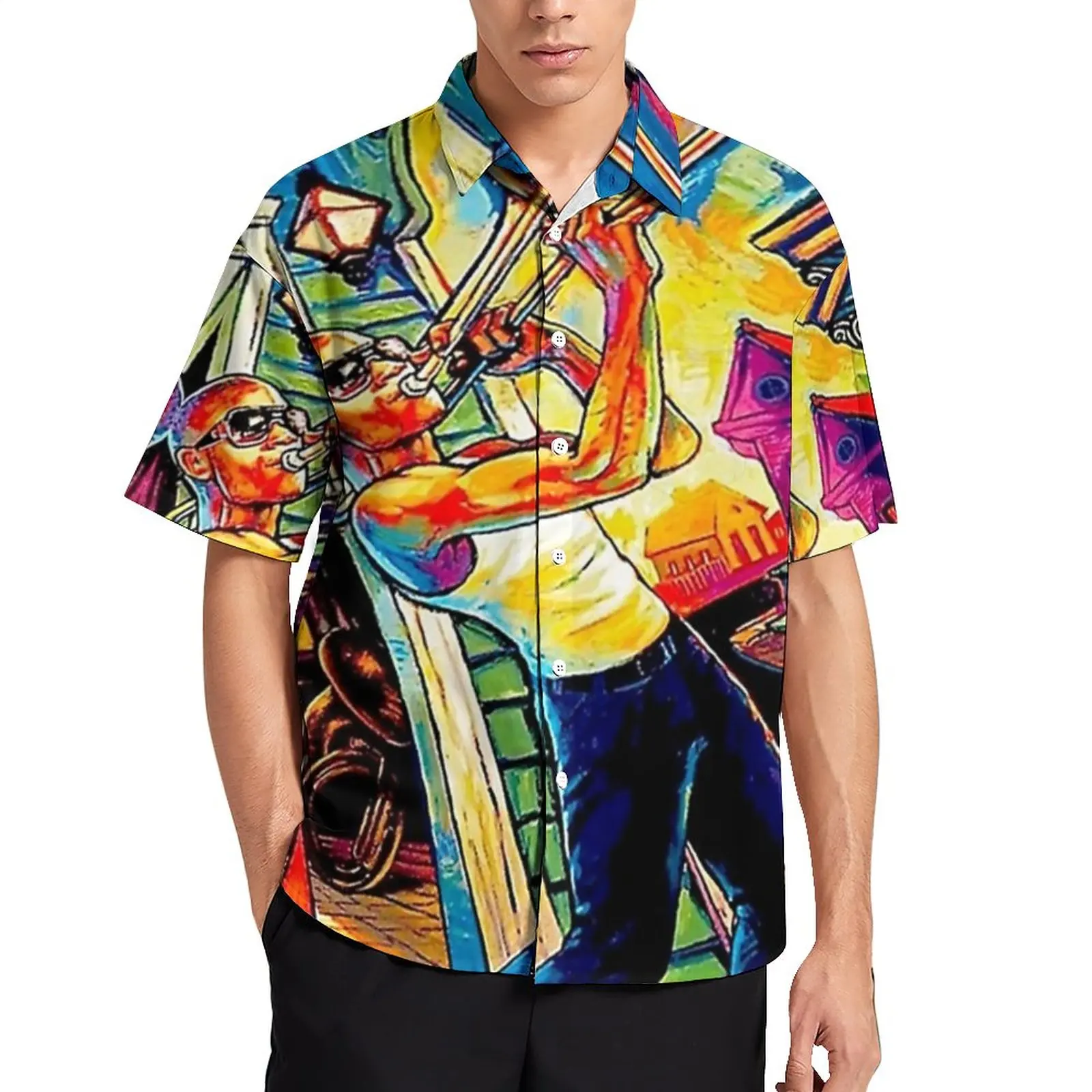 

Jazz Festivals Art Loose Shirt Mens Beach New Orleans Music Casual Shirts Hawaiian Design Short Sleeve Vintage Oversize Blouses