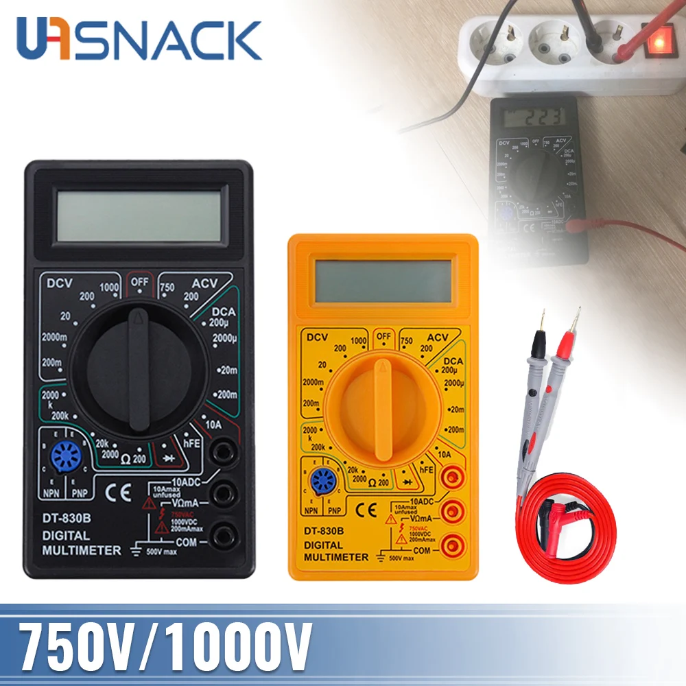 LCD Digital Multimeter AC DC 750V 1000V Digital Mini Multimeter probe For Voltmeter Ammeter Ohm Tester Meter 
LCD Digital Multimeter AC DC 750V 1000V Digital Mini Multimeter probe For Voltmeter Ammeter Ohm Tester Meter