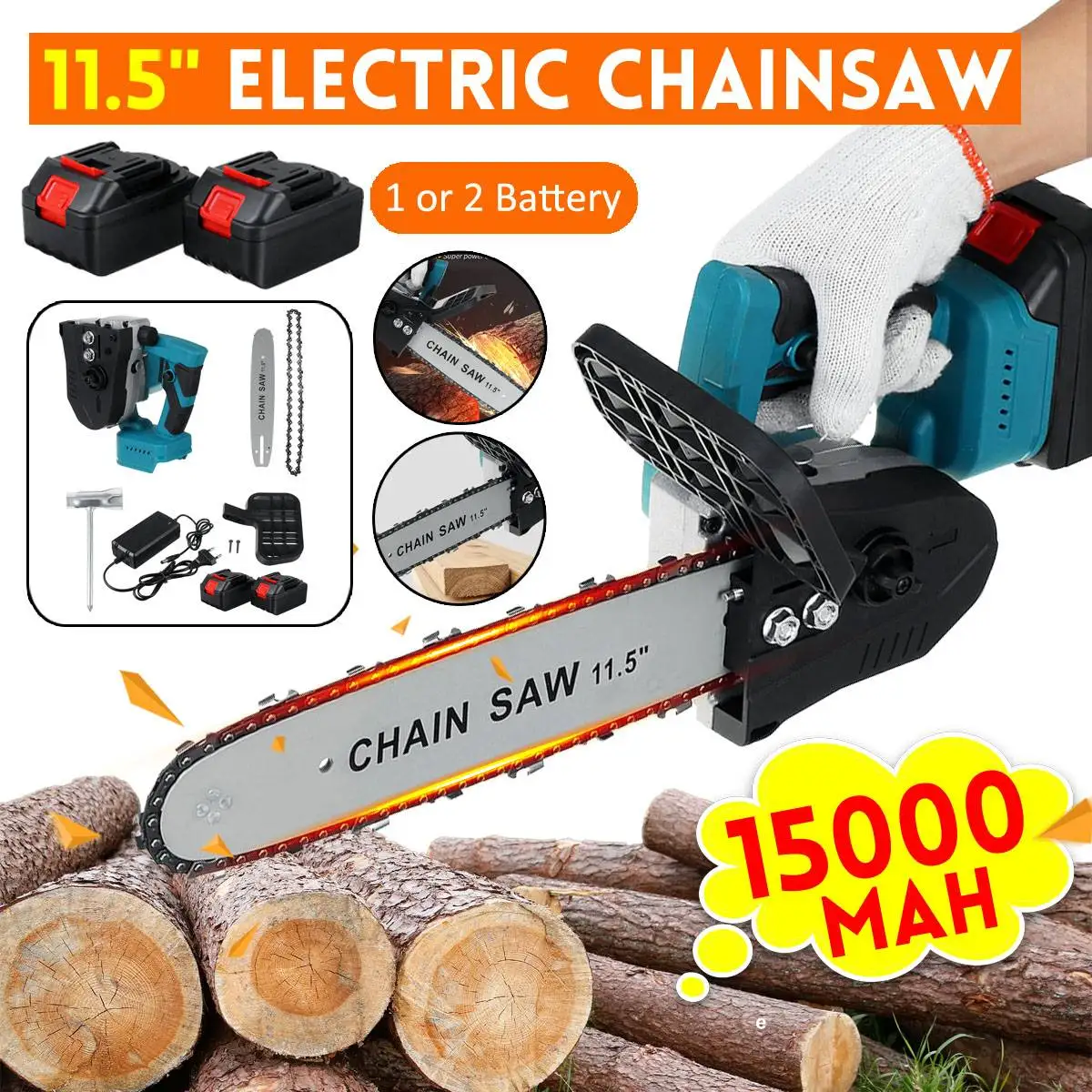 Drillpro 11.5 Inch Electric Saw Chainsaw Garden Tree Logging Saw Woodworking Tools With 2 X 3.0Ah Rechargeable Lithium Battery
Drillpro 11.5 Inch Electric Saw Chainsaw Garden Tree Logging Saw Woodworking Tools With 2 X 3.0Ah Rechargeable Lithium Battery