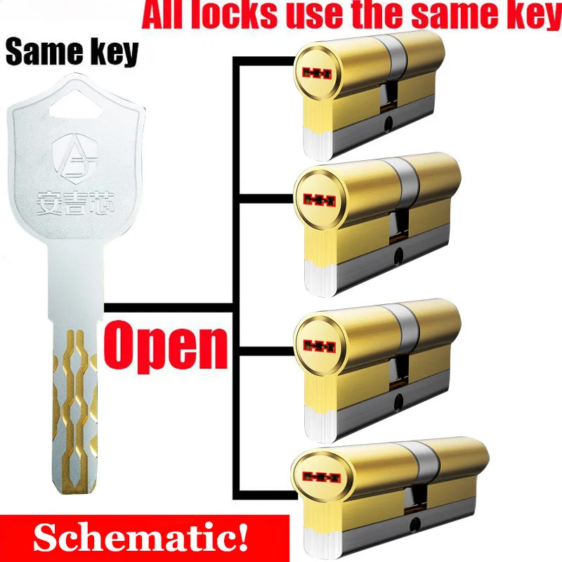 

Настройте тот же ключ для открытия всех цилиндров, высококачественный цилиндр замка двери европейского стандарта, замок класса Super C, 10 ключ...