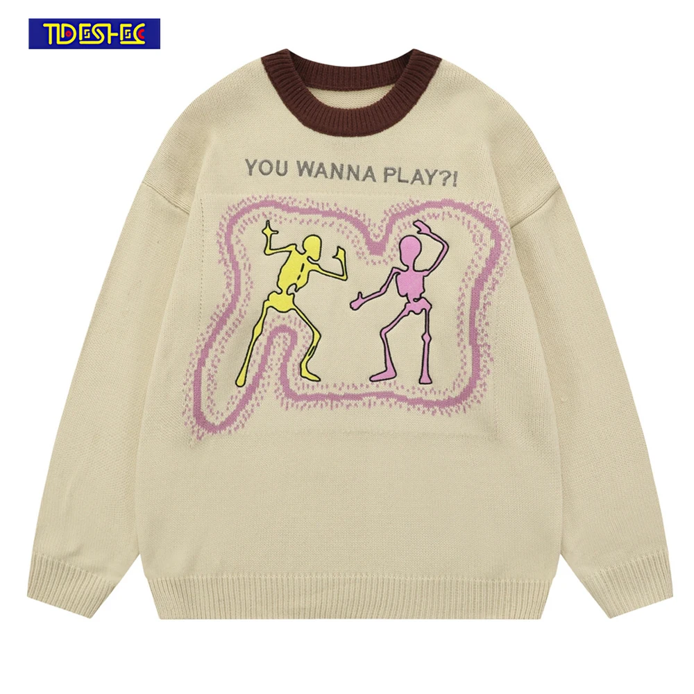 Men Streetwear Knitted Sweater Autumn Harajuku Sweaters Funny Skull Letter Print Sweater Men Clothes HIP HOP Sweater Pullovers
Men Streetwear Knitted Sweater Autumn Harajuku Sweaters Funny Skull Letter Print Sweater Men Clothes HIP HOP Sweater Pullovers