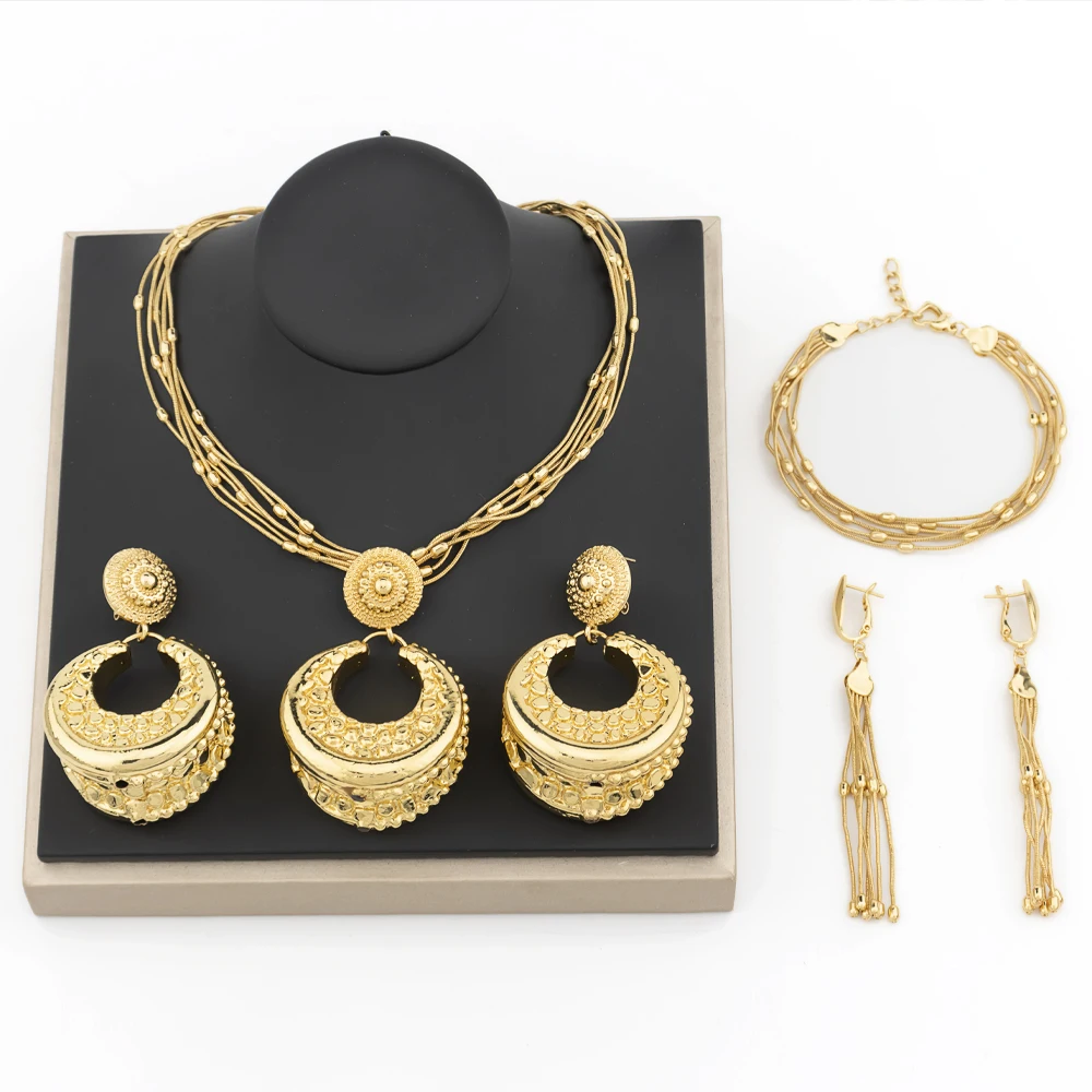 YM Necklace Sets for Women 18k Gold Color Pendant Drop Earrings Geometric Jewelry Brazilian Wedding Party Gifts Daily Wear
YM Necklace Sets for Women 18k Gold Color Pendant Drop Earrings Geometric Jewelry Brazilian Wedding Party Gifts Daily Wear