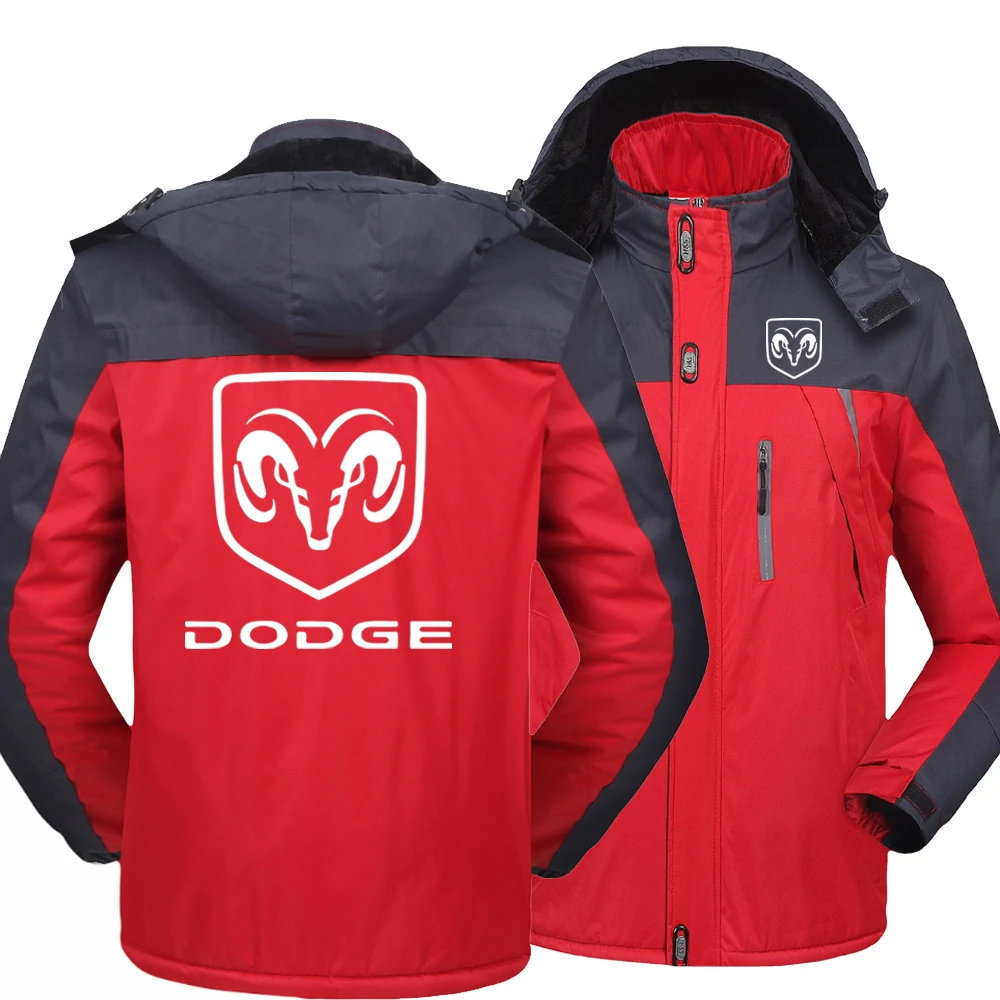 

New Winter Fashion Dodge Logo Men's Fleece Waterproof Jackets Thicken Hoodies Zipper Warm High Quality Outwear