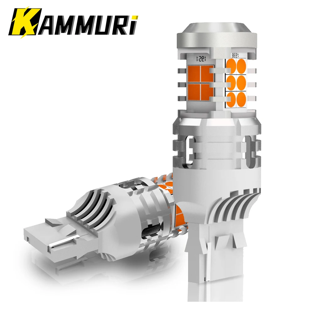 

KAMMURI 2Pcs No Hyper Flash T20 W21/5W 7443 W21W WY21W 7440 7440NA LED Turn Signal Light Bulbs Canbus Error Free Car Lamp Amber