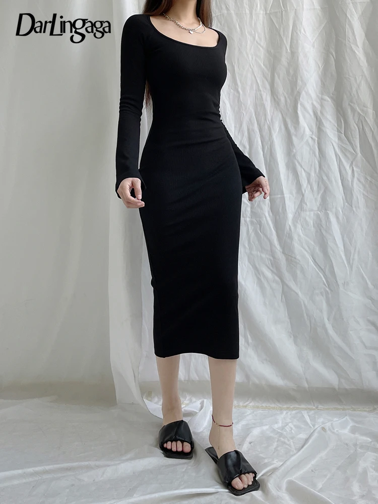 Darlingaga Casual Ribbed Knit Bodycon Basic Black Midi Dress Ladies Korean Fashion O Neck Autumn Dress Elegant Outfits Chic Slim
Darlingaga Casual Ribbed Knit Bodycon Basic Black Midi Dress Ladies Korean Fashion O Neck Autumn Dress Elegant Outfits Chic Slim