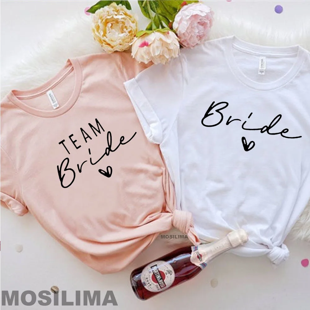 Bride Team Shirts Women Aesthetic Bachelorette Party Wedding Tops Bridesmaid T-shirt Summer O-neck Tops TX313
Bride Team Shirts Women Aesthetic Bachelorette Party Wedding Tops Bridesmaid T-shirt Summer O-neck Tops TX313