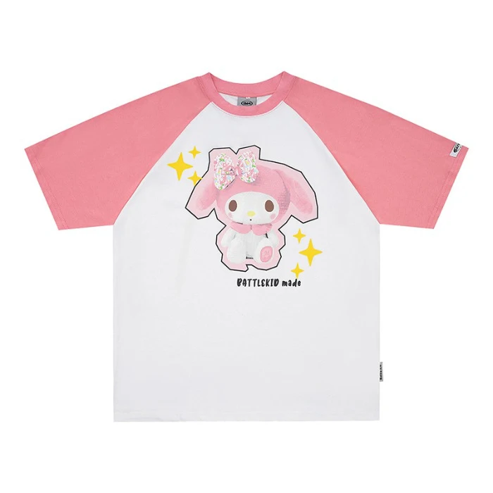 

Sanrio Kawaii Hello Kitty Футболка Kuromi My Melody мультфильм Милая печать с коротким рукавом Топ студент Ins аниме футболка подарок для девочки