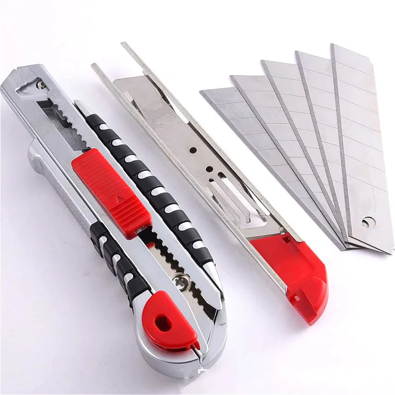 Stainless Steel Wall Paper Cutting Utility Knife Cutter Razor Blade Retractable with 5pcs Blades Dropshipping
Stainless Steel Wall Paper Cutting Utility Knife Cutter Razor Blade Retractable with 5pcs Blades Dropshipping