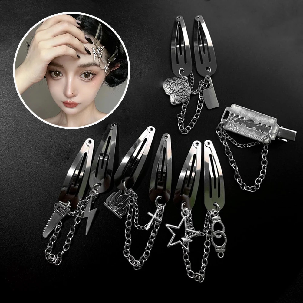 New Hair Clips for Women Girls Silver Star Tassel Chains Shiny Exquisite Hairpins Fashion Punk Retro Metal Hair Accessories
New Hair Clips for Women Girls Silver Star Tassel Chains Shiny Exquisite Hairpins Fashion Punk Retro Metal Hair Accessories