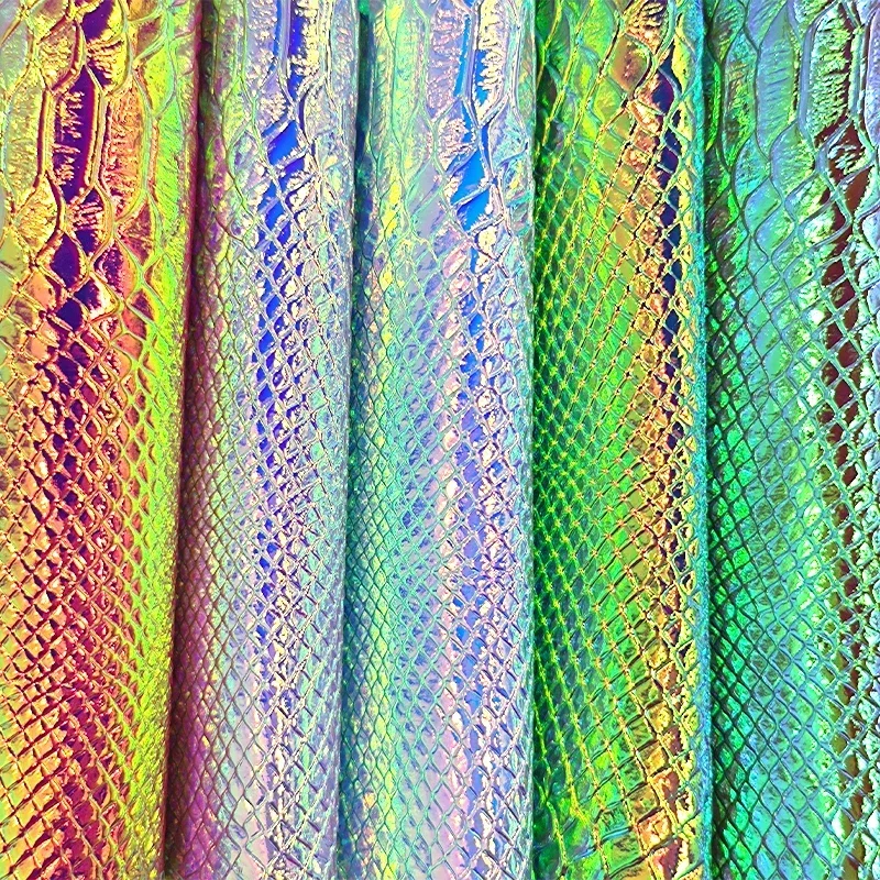 Holographic Snakeskin Leather Fabric Roll Neon Iridescent Embossed Synthetic Leather For Sewing DIY Handbag Sofa Bow Accessories
Holographic Snakeskin Leather Fabric Roll Neon Iridescent Embossed Synthetic Leather For Sewing DIY Handbag Sofa Bow Accessories