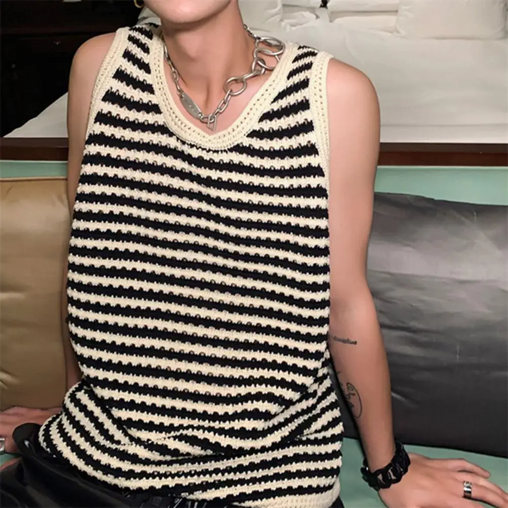Men Sleeveless Top Stylish Men's Striped Knitted Sleeveless Vest Casual Sports Streetwear with Breathable Comfort Breathable
Men Sleeveless Top Stylish Men's Striped Knitted Sleeveless Vest Casual Sports Streetwear with Breathable Comfort Breathable